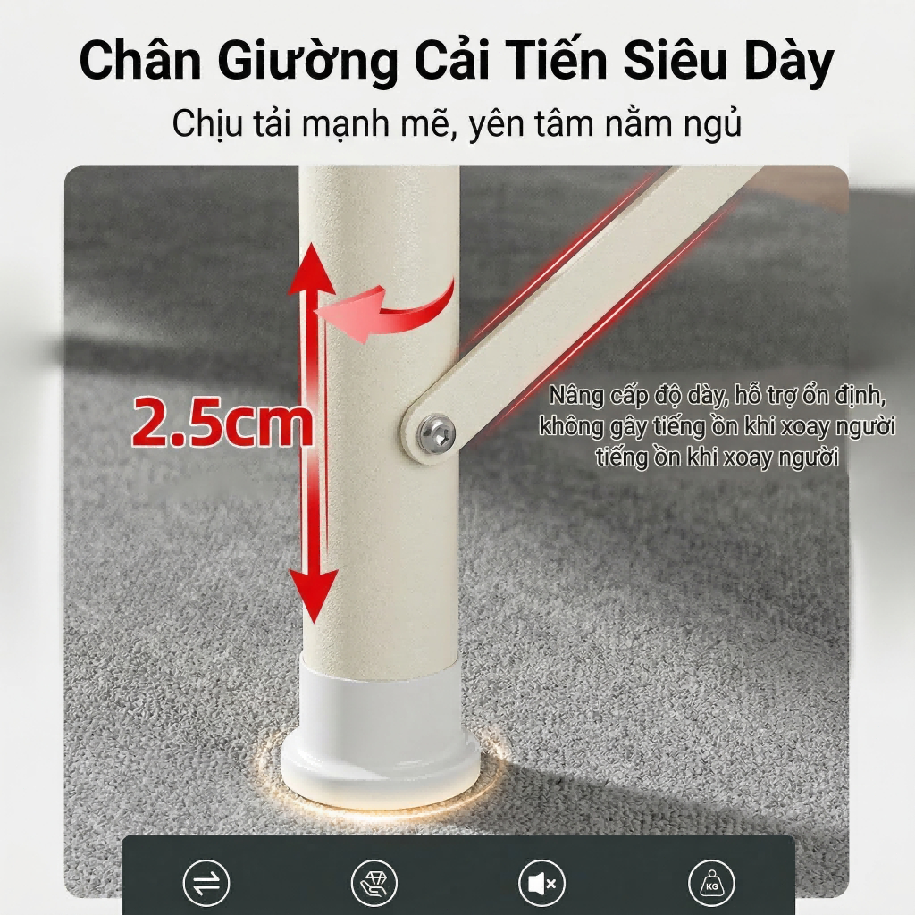REX Giường Gấp 1m9 Khung Thép Cao Cấp Chắc Chắn Giường Gấp Gọn Nhẹ Bền Bỉ Thích hợp cho văn phòng | BigBuy360 - bigbuy360.vn