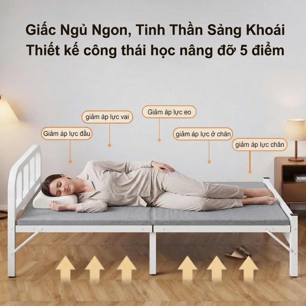REX Giường Gấp 1m9 Khung Thép Cao Cấp Chắc Chắn Giường Gấp Gọn Nhẹ Bền Bỉ Thích hợp cho văn phòng | BigBuy360 - bigbuy360.vn
