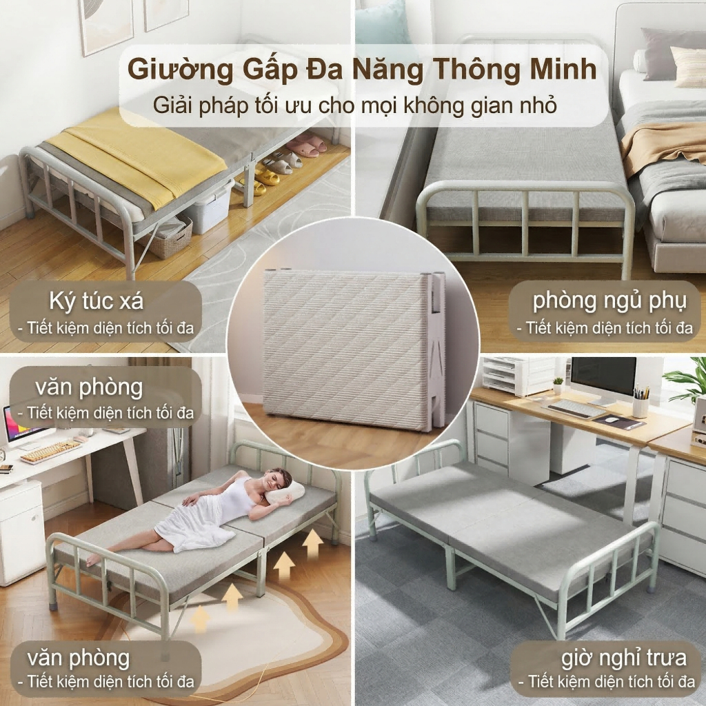 REX Giường Gấp 1m9 Khung Thép Cao Cấp Chắc Chắn Giường Gấp Gọn Nhẹ Bền Bỉ Thích hợp cho văn phòng | BigBuy360 - bigbuy360.vn