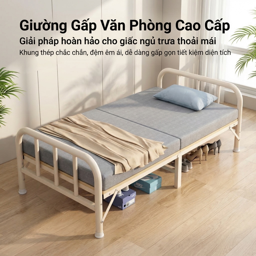 REX Giường Gấp 1m9 Khung Thép Cao Cấp Chắc Chắn Giường Gấp Gọn Nhẹ Bền Bỉ Thích hợp cho văn phòng | BigBuy360 - bigbuy360.vn