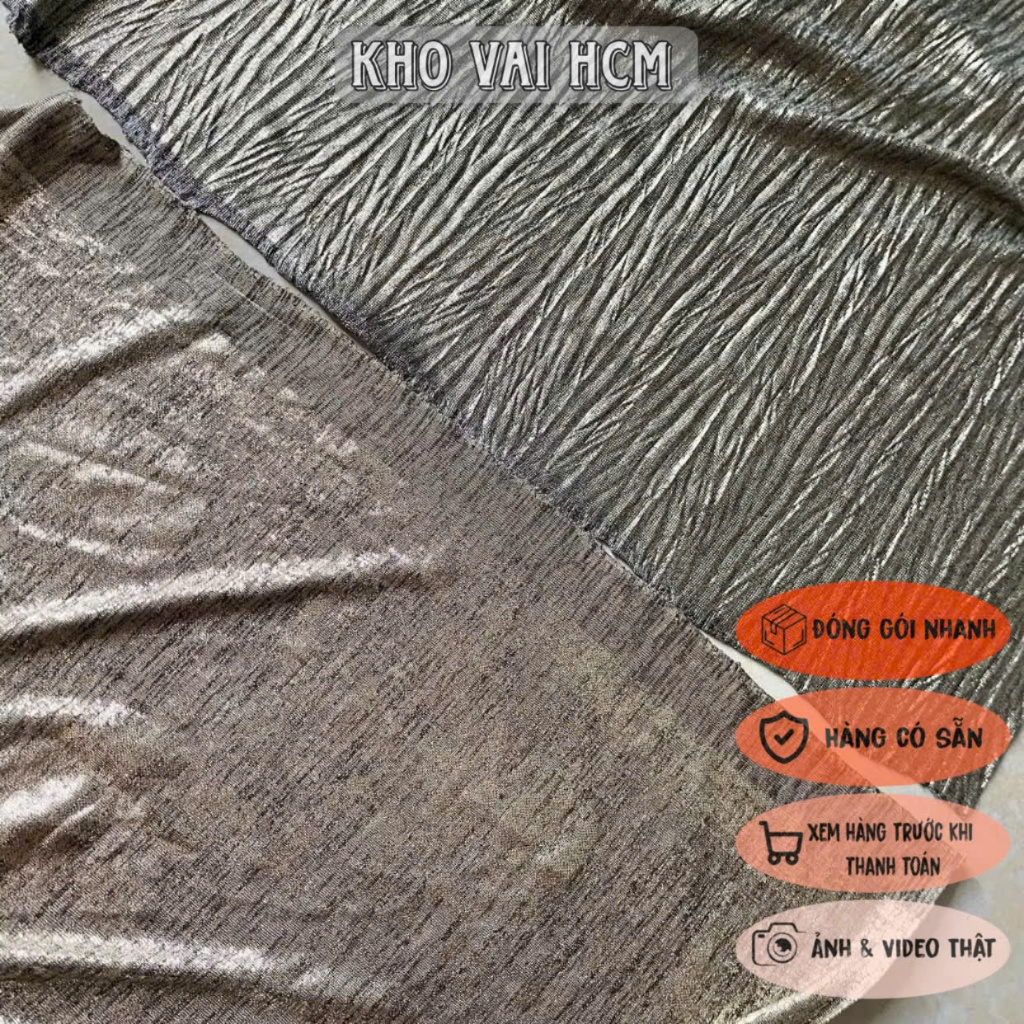 Vải Thun Ánh Nhũ, Khổ Vải 1m5 - Chất Mềm, Rũ, Nhũ Bạc, Đàn Hồi - May Đầm Váy, Đồ Thiết Kế, Biễu Diễn