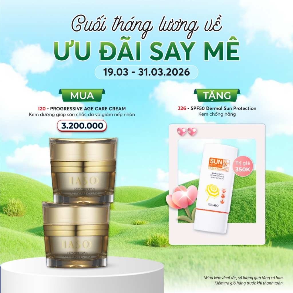 Combo 2 I20 Kem dưỡng giúp săn chắc da và giảm nếp nhăn Progressive Age Care Cream - IASO