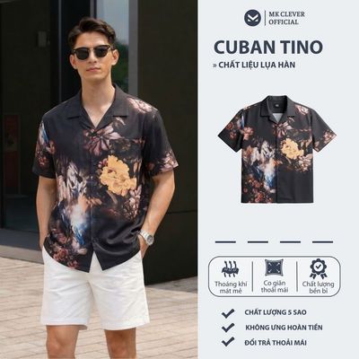 Áo Sơ Mi Cuban nam Tino MKCLEVER chất lụa mềm mịn, thoáng mát, thấm hút, chống nhăn, form rộng mặc hằng ngày