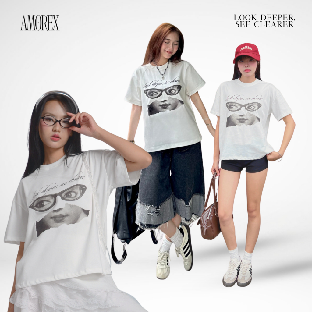 Áo Thun Unisex Amorex Form Boxy, In Họa Tiết Đôi Mắt, Look Deeper, See Clearer, 250gsm