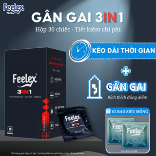Bao cao su gân gai Feelex 3in1 kéo dài thời gian, gia tăng khoái cảm, siêu mỏng
