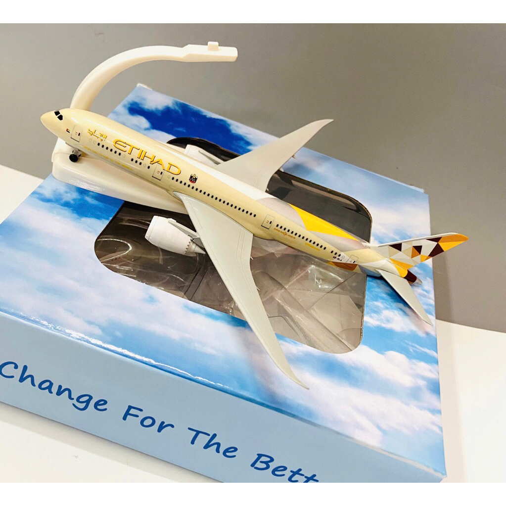 Mô Hình Máy Bay Etihad Airways Dòng Boeing B787 Dreamliner . Mô Hình Máy Bay Kim Loại Nguyên Khối Bó