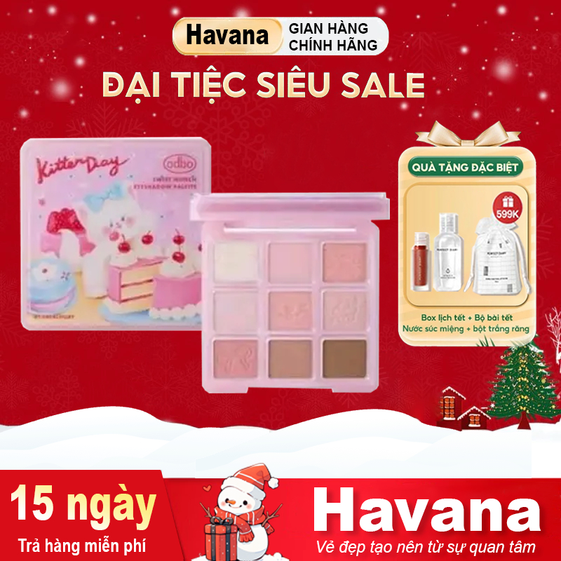 [ODBO] Bảng Mắt ODBO 9 Ô OD2024  Puppy Day & Kitten Day - Tặng Kèm Kẹp Tóc Cute Sweet Munch Odbo Eye