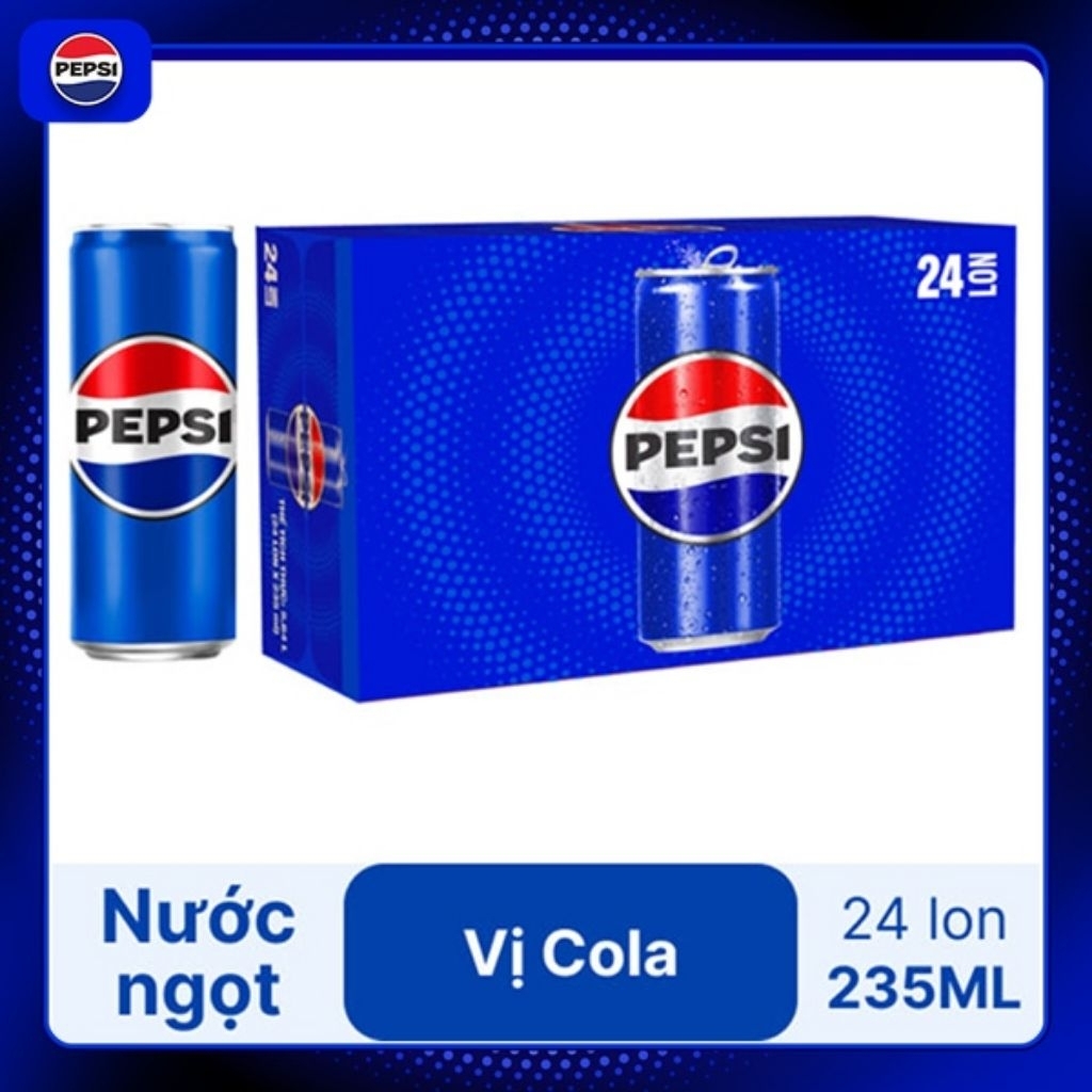 thùng 24lon nước ngọt pepsi hương vi côla(lon 330ml) đậm đà thơm ngon tuyệt hảo