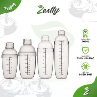 Bình Lắc Shaker Nhựa Trong Suốt 350ml/500ml/700ml/1000ml Có Vạch Chia Đã Bao Gồm Nắp