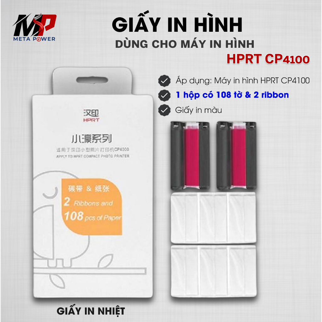 Giấy Ảnh + Ribbon Dùng Cho Máy In Ảnh HPRT CP4100 – In Ảnh Rõ Nét, Bền Màu