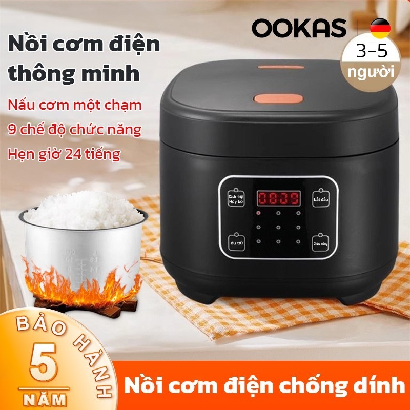 OOKAS Nồi cơm điện đa năng gia dụng 5L dung tích lớn 220V Tích Chảo Chống Dính