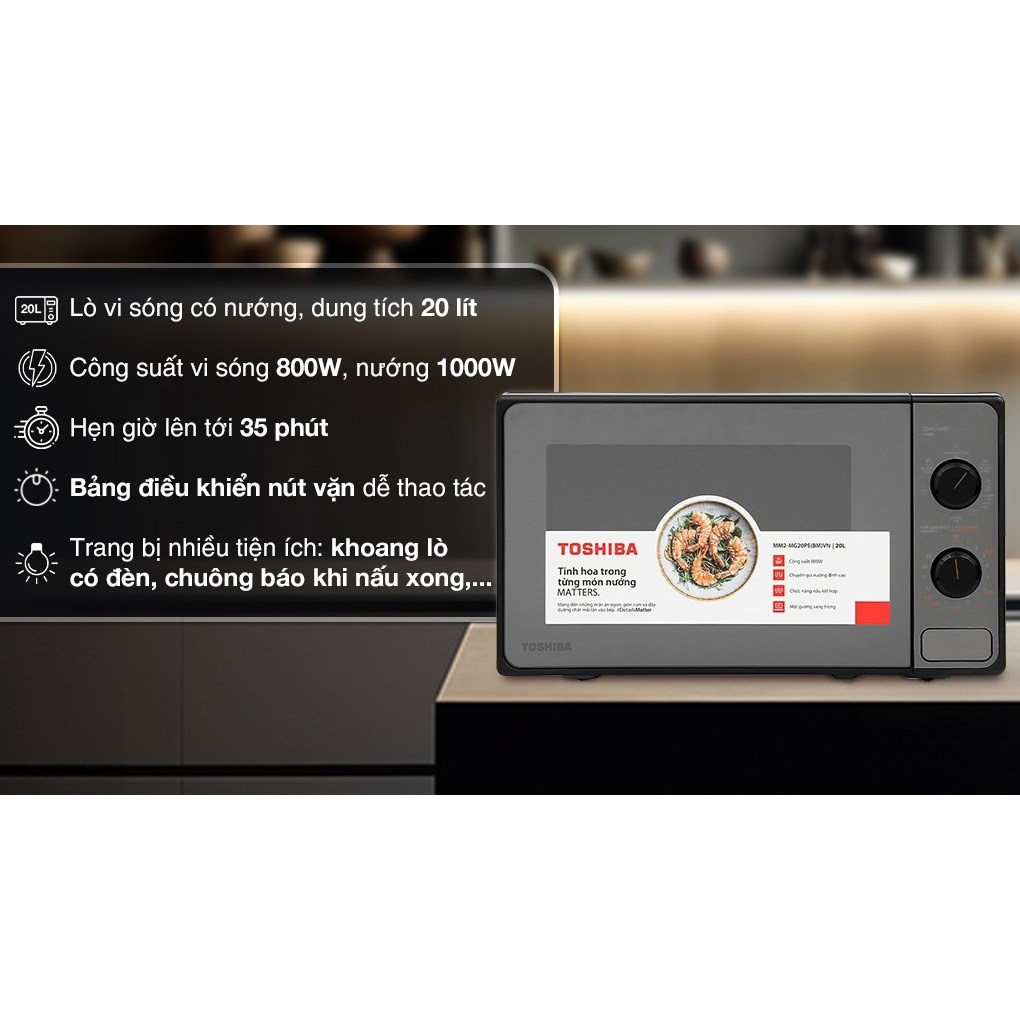 Lò vi sóng có nướng Toshiba 20 lít MM2-MG20PE(BM)VN