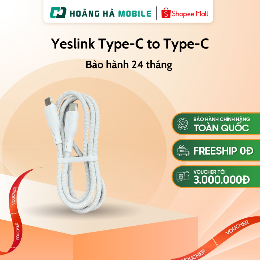 Cáp Sạc Yeslink Type-C to Type-C – Bền Bỉ, Nhanh Chóng, An Toàn - Chính hãng