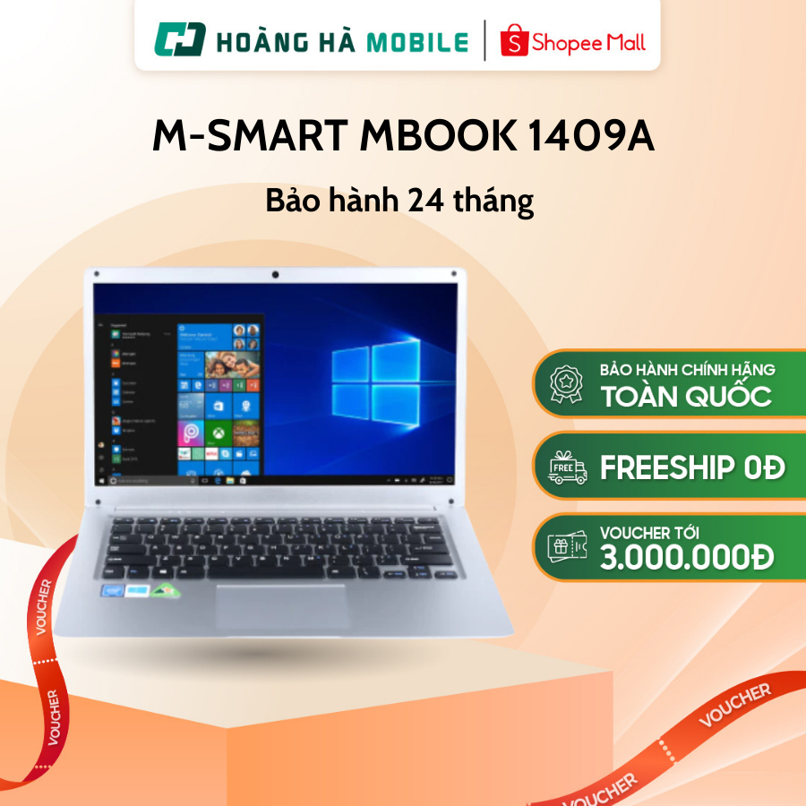 Laptop M-SMART MBOOK 1409A (Celeron-N4000/4GB/128GB/14" HD/Win10/Bạc) - Chính hãng