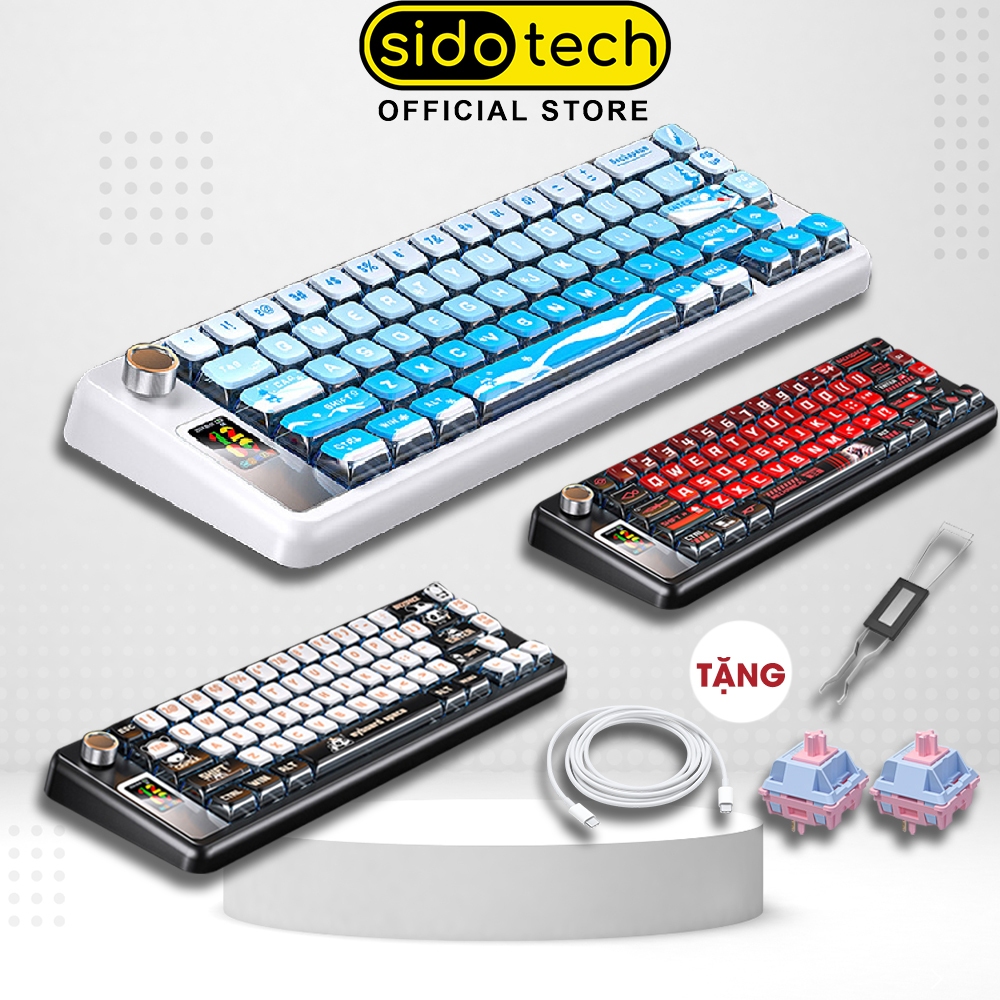 Bàn phím cơ gaming SIDOTECH YINDIAO Y65S không dây layout 65 bluetooth có màn hình núm xoay app