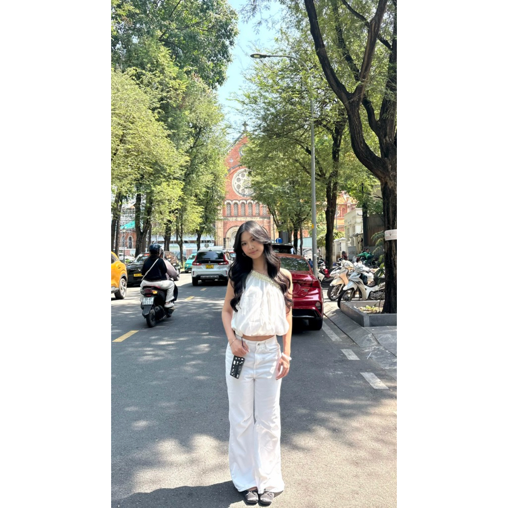 LIBEROSIS - Áo form bí hở vai mùa hè SWEET BUBBLE TOP (có hoạ tiết hoa trắng) | BigBuy360 - bigbuy360.vn