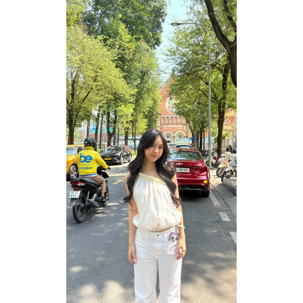LIBEROSIS - Áo form bí hở vai mùa hè SWEET BUBBLE TOP (có hoạ tiết hoa trắng) | BigBuy360 - bigbuy360.vn