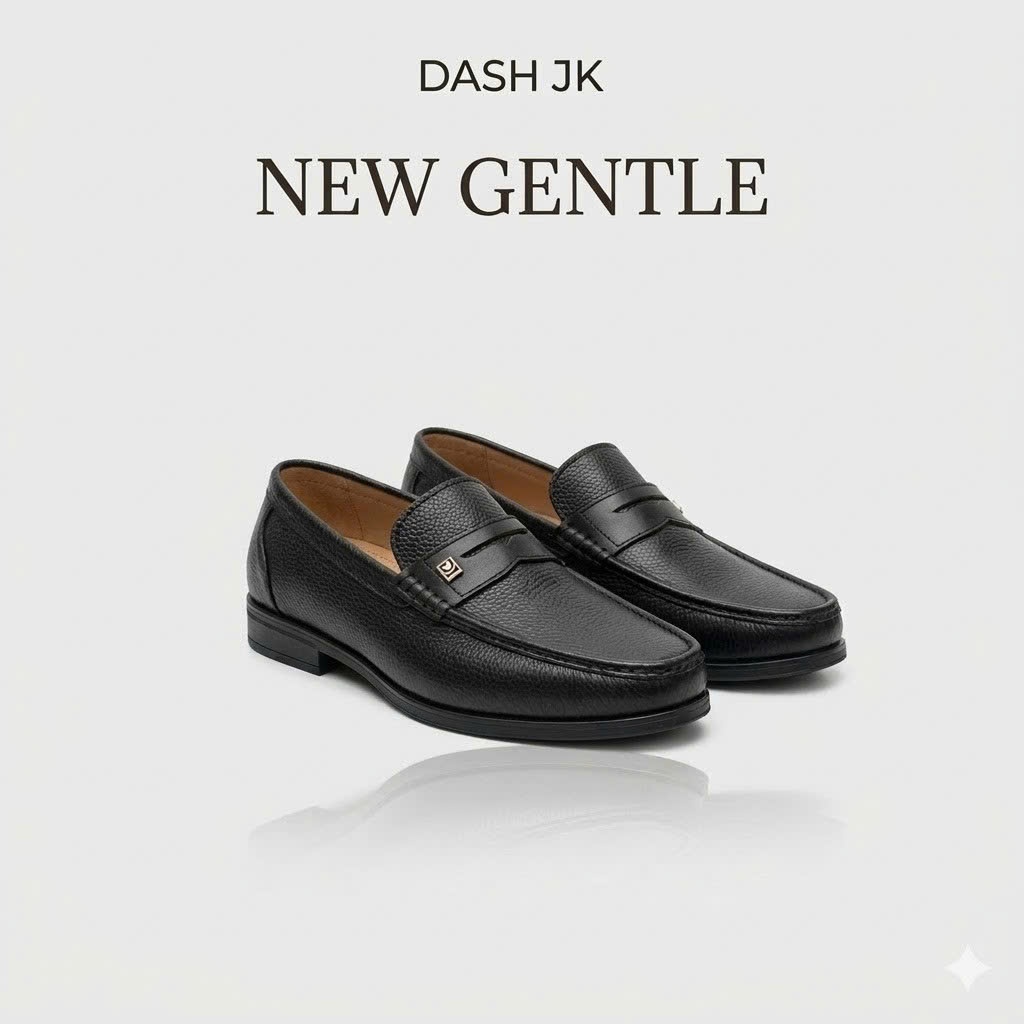 Giày lười nam da thật Cao Cấp NEW GENTLE Loafer DASH JK – Công sở lịch lãm, mạnh mẽ – Đen