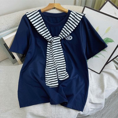 Áo Phông Bigsize Nữ Kèm Khăn Quàng Vai Form Rộng Cá Tính Áo Thun Tay Ngắn Cổ Tròn A326+A195