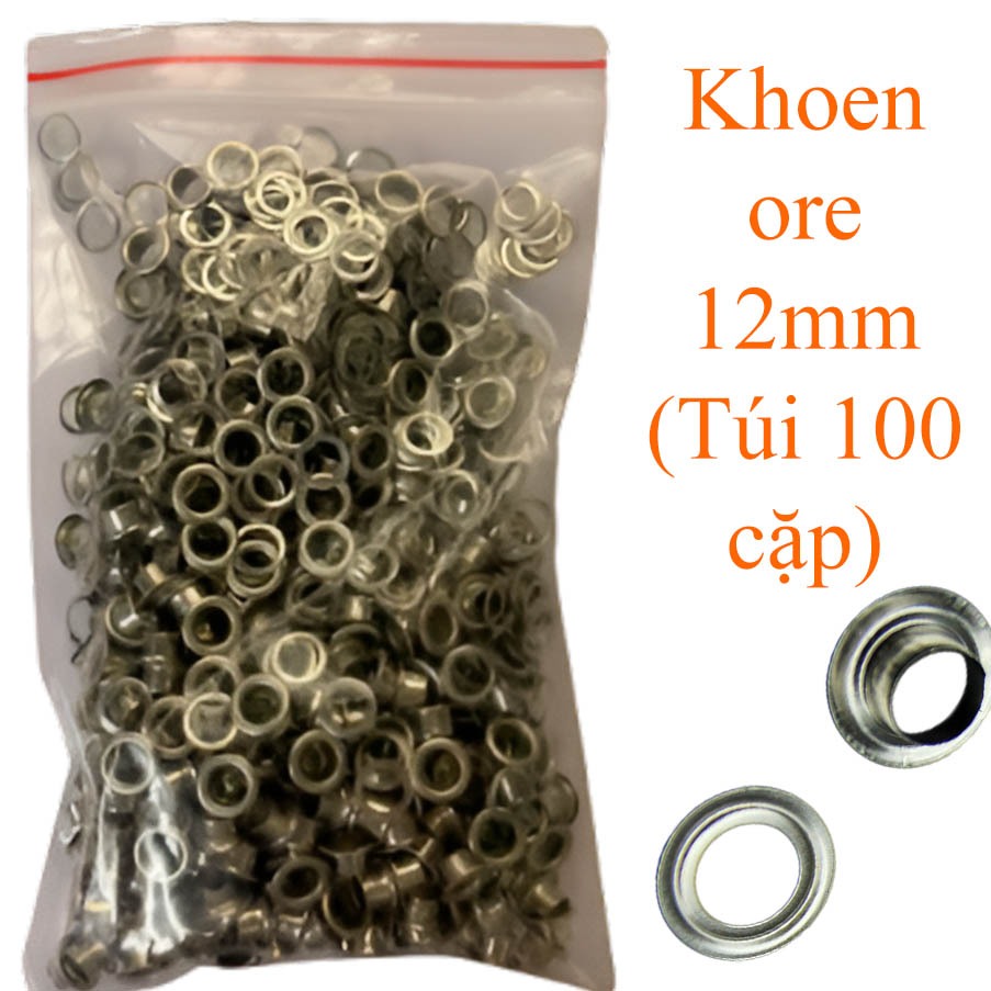 Túi Khoen Mắt Cáo Ore 12mm (100 Cặp) – Phụ Liệu Bấm Bạt Quảng Cáo Và Gia Công Túi Xách