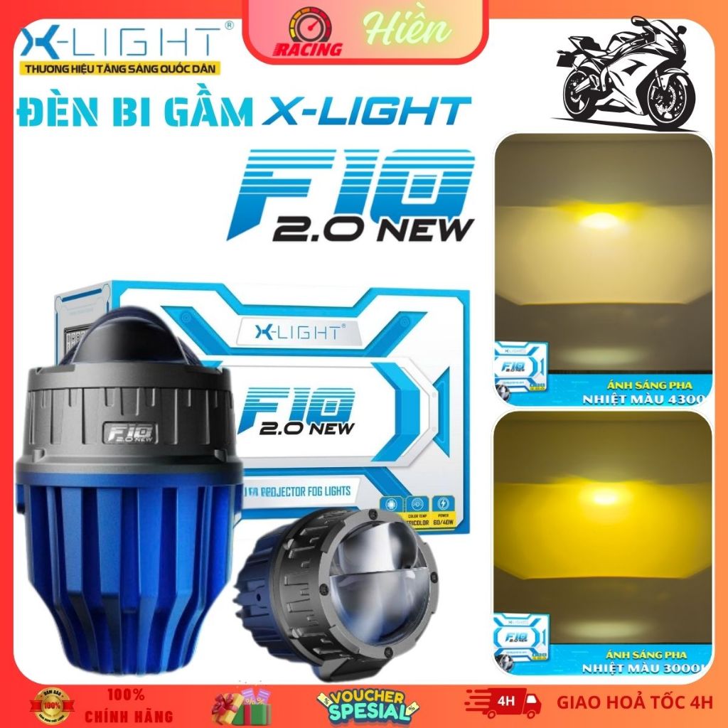 X-Light F10 2.0 New ,  Bi Gầm X-Light F10 2.0 New Cao Cấp, 3 Nhiệt Màu, Tản Nhiệt Tích Hợp