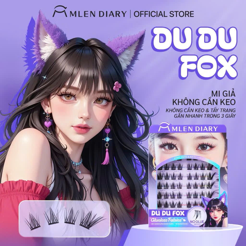 MLEN DIARY Lông Mi Cáo xéo đuôi Dudu Cụm 11-14mm giúp Mắt to Tự Nhiên | MT MAKEUP STORE