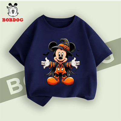 Áo phông cộc tay BOBDOG áo trẻ em chất liệu cotton in hình Mickey Halloween ngộ nghĩnh cho bé