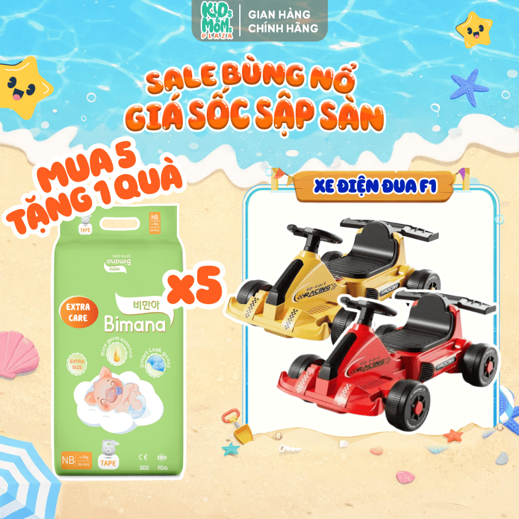 (5E) [TẶNG XE ĐUA F1] COMBO 5 bịch tã/bỉm quần/dán BIMANA EXTRA CARE mỏng, thấm, tiết kiệm, đủ size 