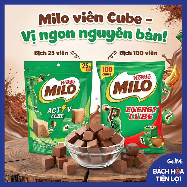 MiLo Cube Socola sữa lúa mạch viên Nestle Milo