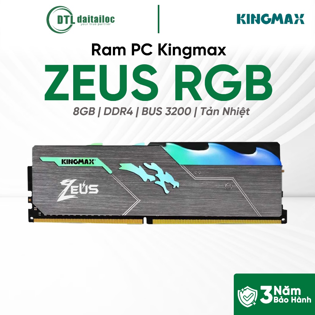 Ram Kingmax 8GB BUS 3200 DDR4 Zeus RGB | Chính Hãng | Bảo Hành 36 Tháng