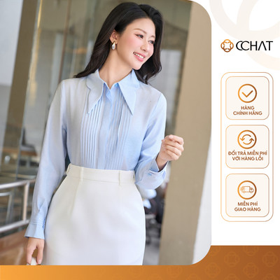 Áo Sơ Mi Nữ 𝐂𝐂𝐇𝐀𝐓 Dáng Suông Ceria Cổ Cách Điệu Chất Liệu Cao Cấp 16FDT9036ST