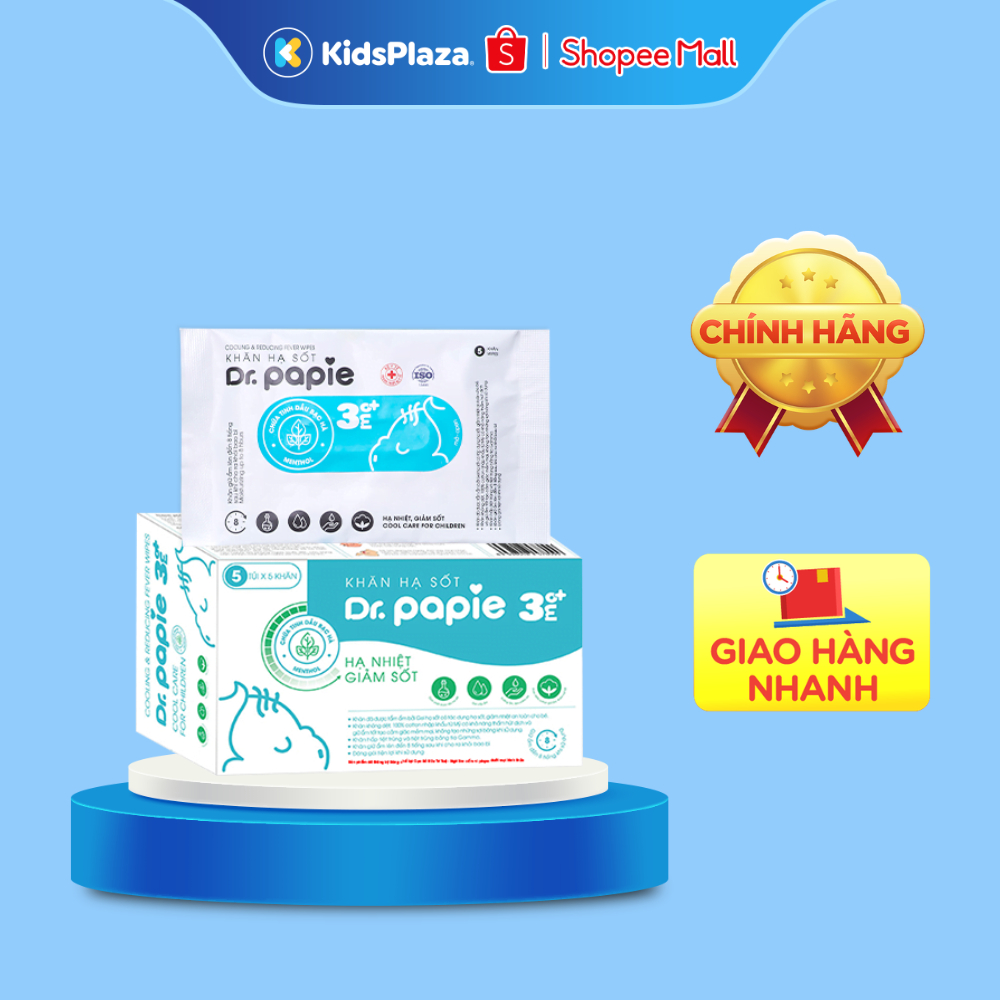 Khăn lau hạ nhiệt Dr.Papie cho trẻ 0M+/ 3M+