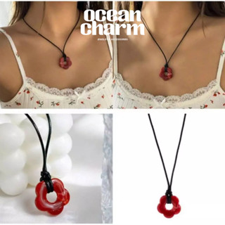 [Sẵn] Vòng Cổ Nữ Mặt Hoa Năm Cánh Đỏ - Phụ Kiện Trang Sức Dây Chuyền Xinh |  Ocean Charm