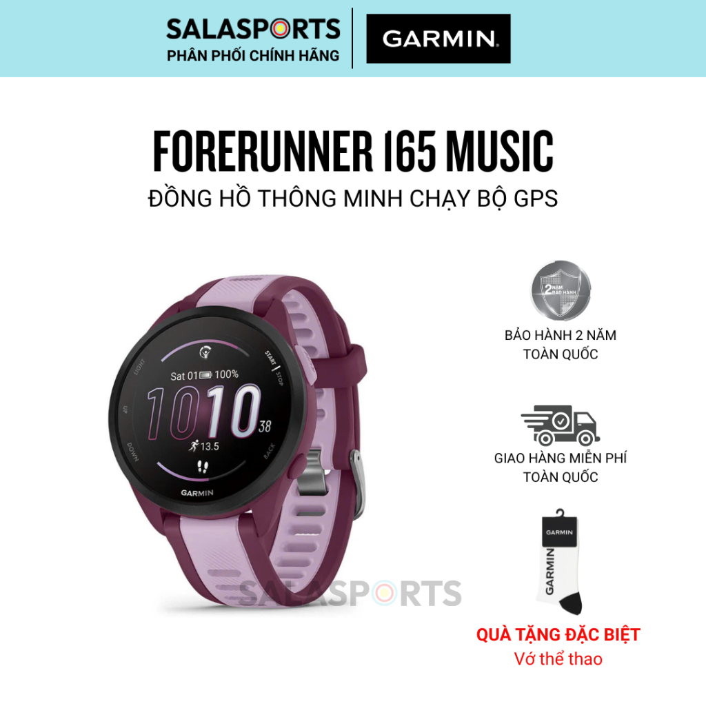 Đồng Hồ Thông Minh Garmin Forerunner 165 Music/Non Music GPS, Chạy Bộ Thể Thao- Hàng Chính Hãng