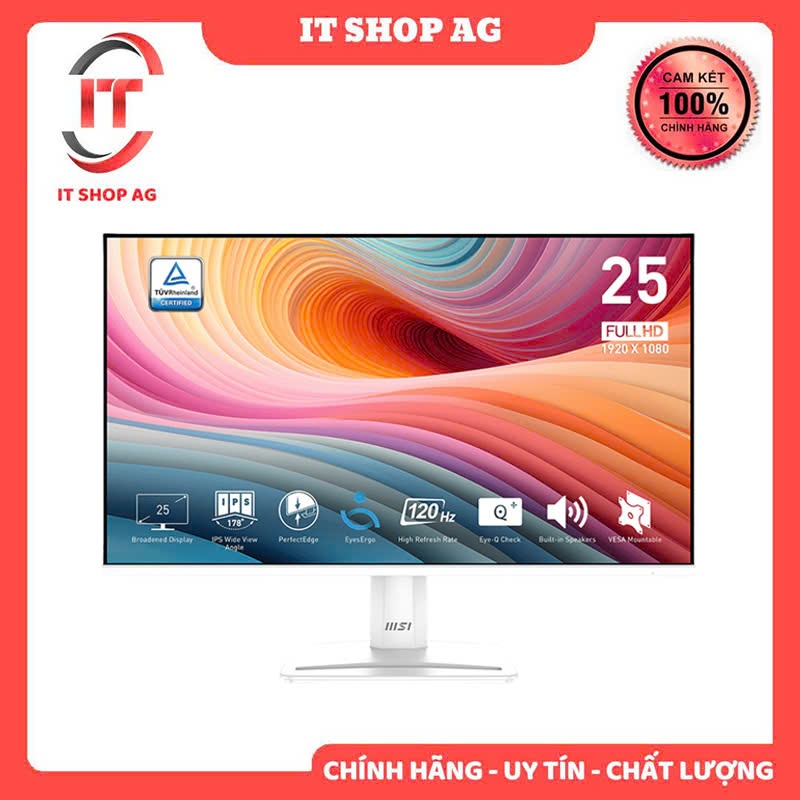 Màn hình MSI Pro MP251W E2 - 24.5 inch, FHD, IPS, 120Hz, Màu trắng - Chính hãng