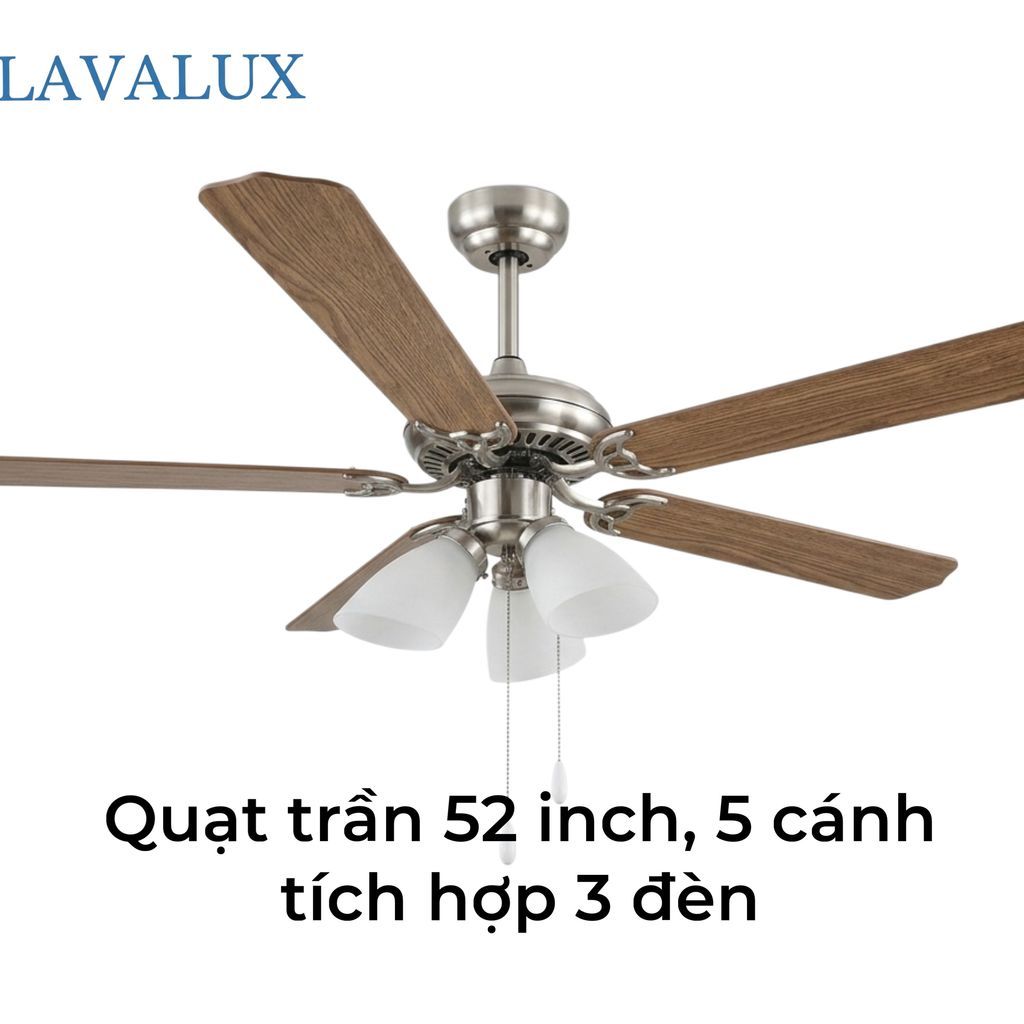 Quạt trần hãng LAVALUX 5 cánh cỡ lớn 52inch”+ 3 bóng đèn - China Mobile