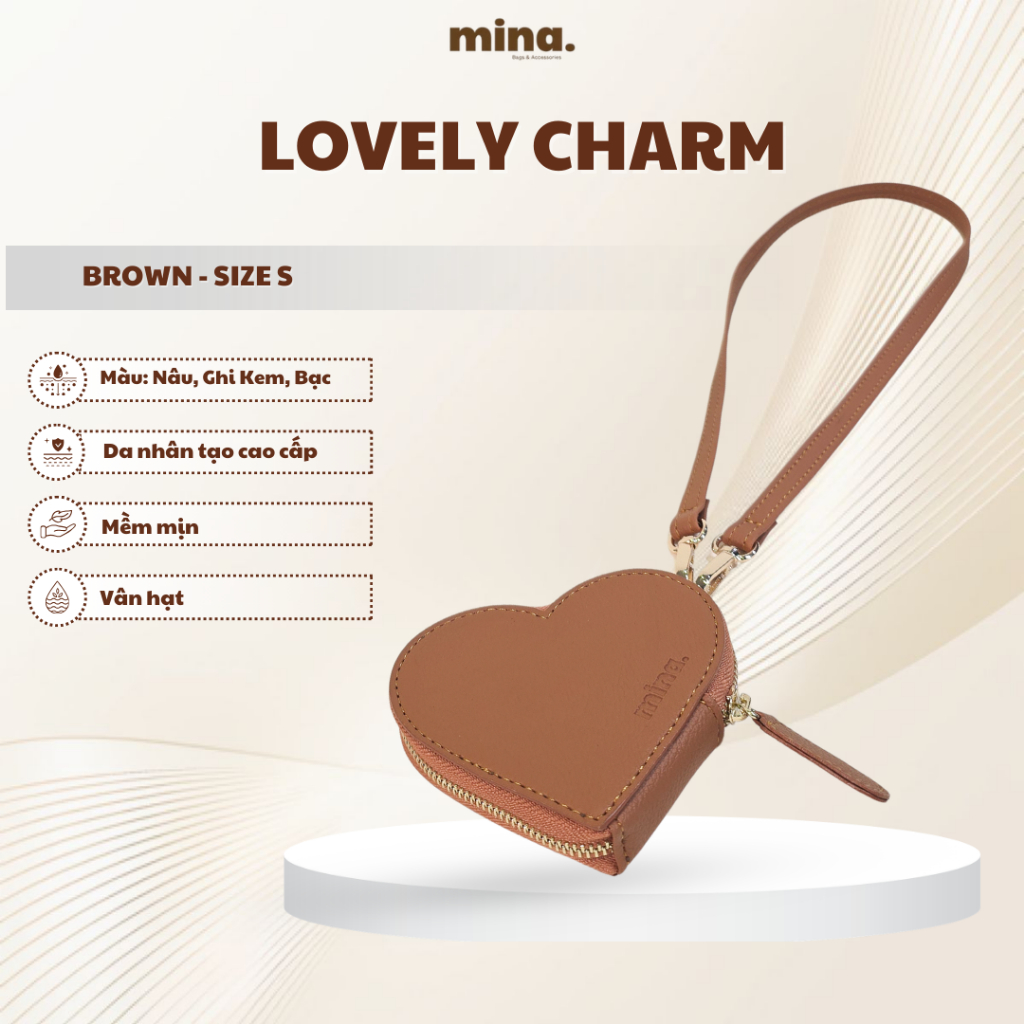 Mina. Lovely Charm - Phụ kiện túi xách - Brown - Size S