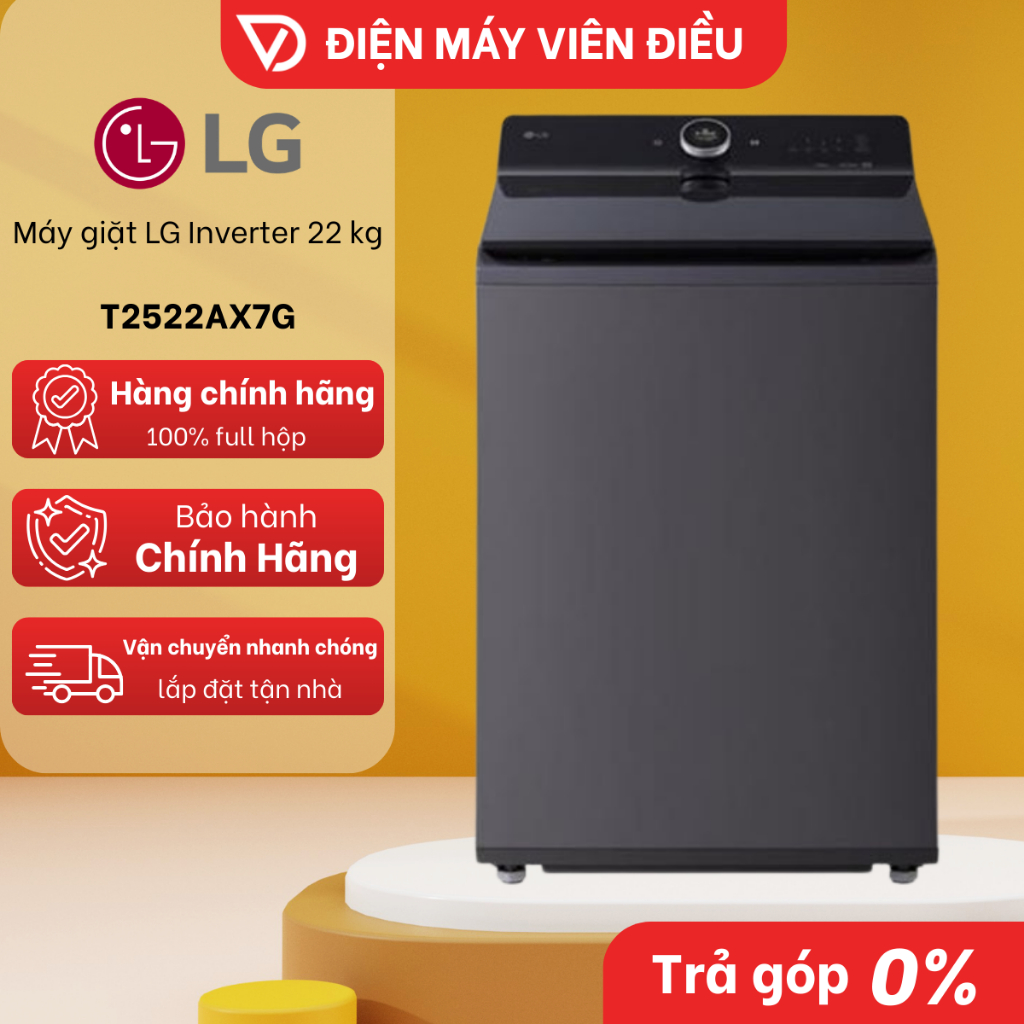 Máy Giặt LG Inverter 22kg T2522AX7G Lồng Đứng Công Suất Lớn Tiết Kiệm Điện