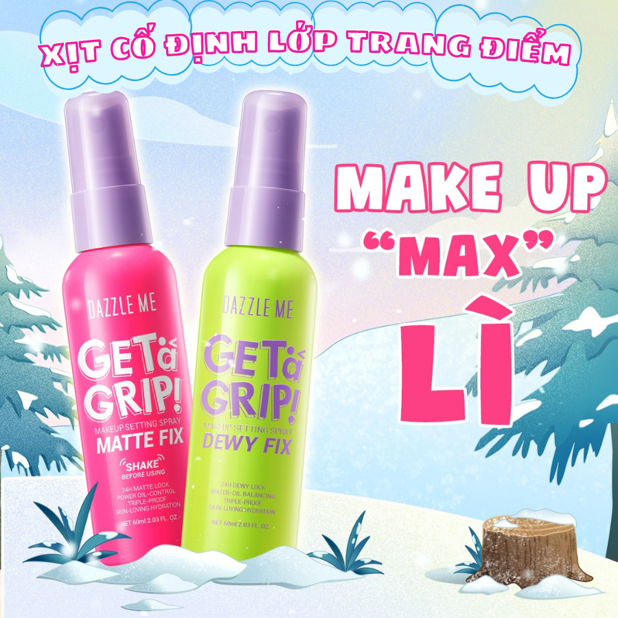 Xịt Khóa Nền DAZZLE ME DEWY FIX Cố Định Trang Điểm Lâu Trôi Makeup Setting Spray 60ml