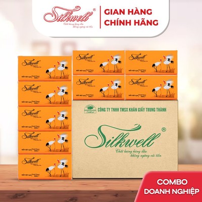Combo 18 gói Giấy ăn Silkwell Sếu 200 tờ 3 lớp, giấy ăn rút cao cấp, giấy mềm mịn như lụa