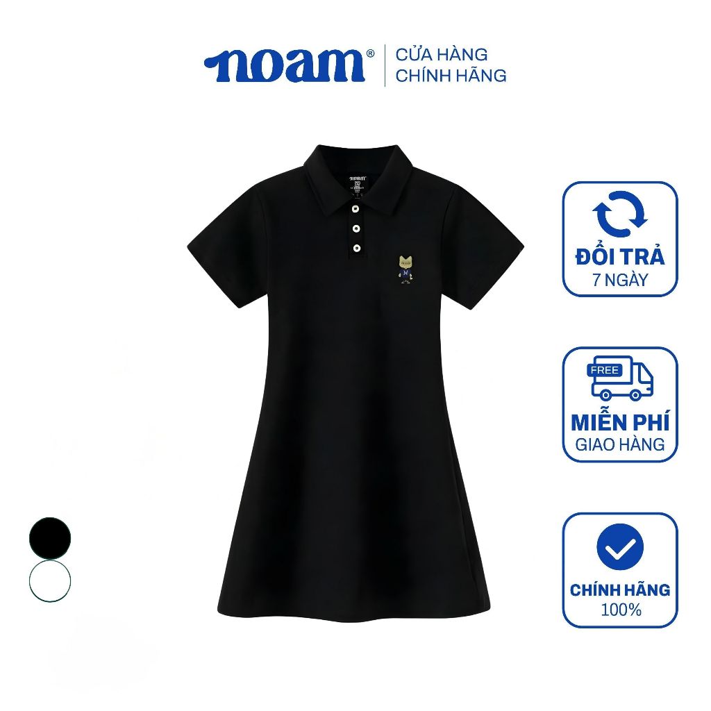 Váy Polo nữ Teeny NOAM dáng suông co giãn 4 chiều phong cách trẻ trung năng động - Màu đen/ trắng