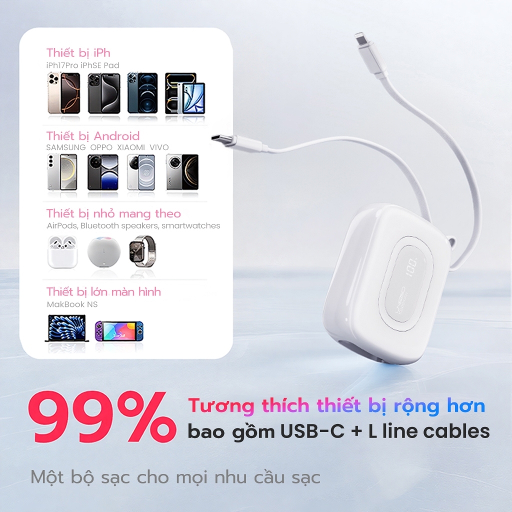 【CCC Certified】Sạc dự phòng 10000mAh Uneed Sạc nhanh PD 22.5W type-c và sạc lighting cho iPh8-17/Android | BigBuy360 - bigbuy360.vn