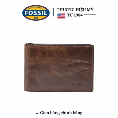 Ví da nam Fossil Derrick ML3684201 gập đôi màu nâu da thật, 10cm x 1.5cm x 7cm
