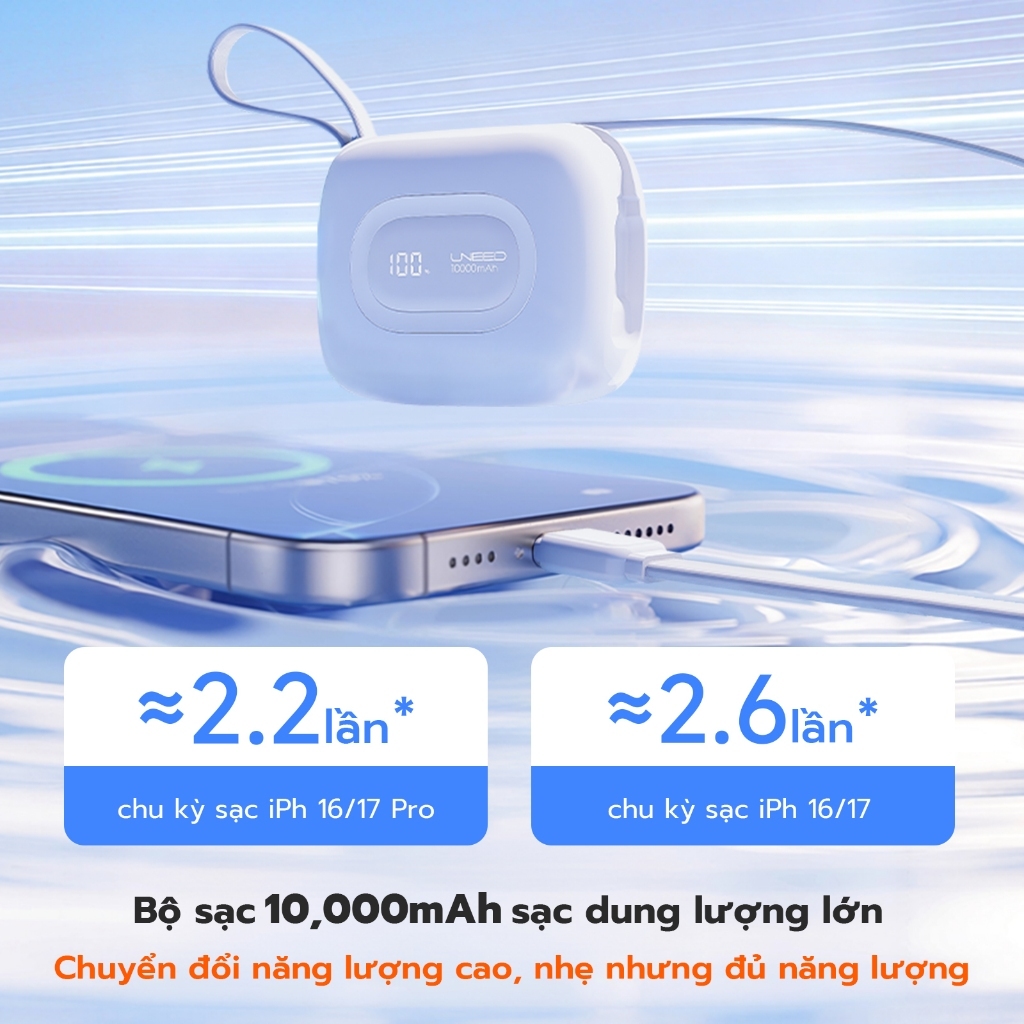 【CCC Certified】Sạc dự phòng 10000mAh Uneed Sạc nhanh PD 22.5W type-c và sạc lighting cho iPh8-17/Android | BigBuy360 - bigbuy360.vn