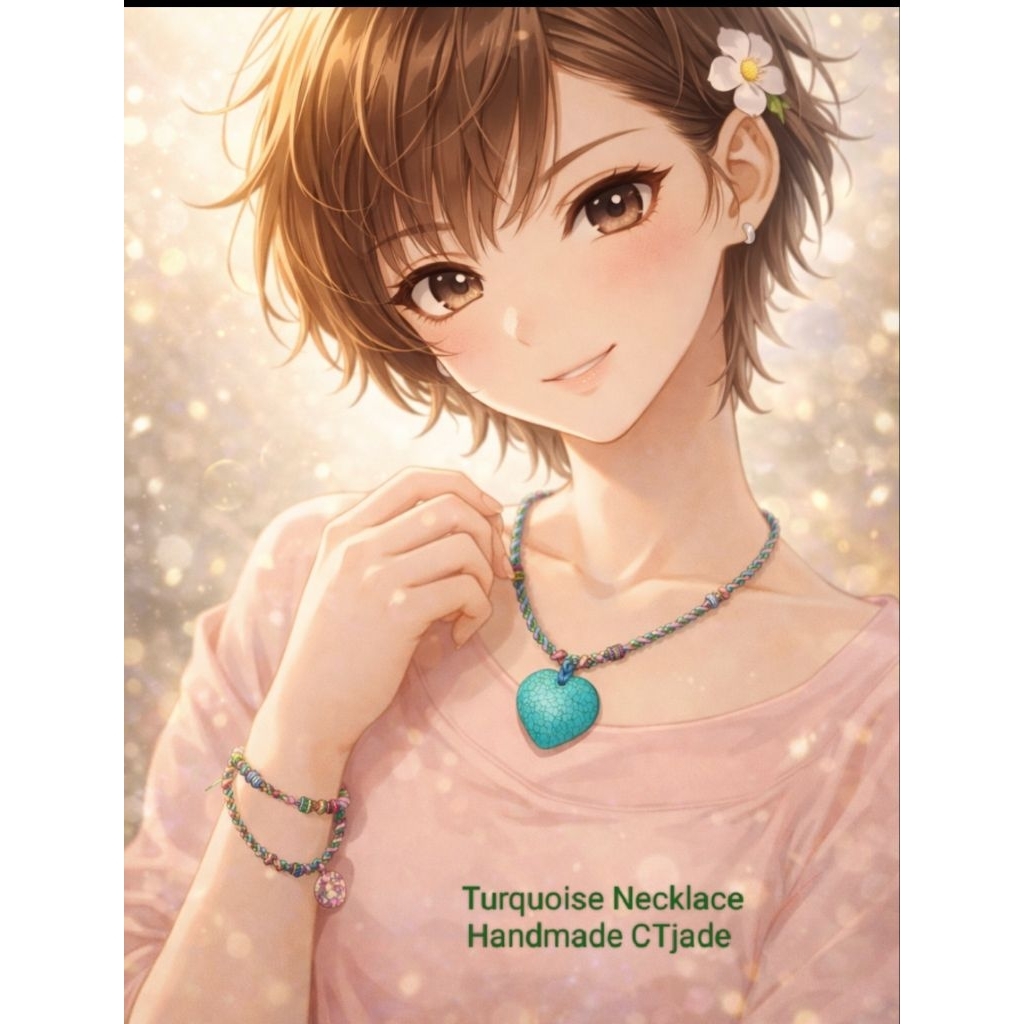 CTjade 260318 Vòng đeo cổ handmade đá Turquoise