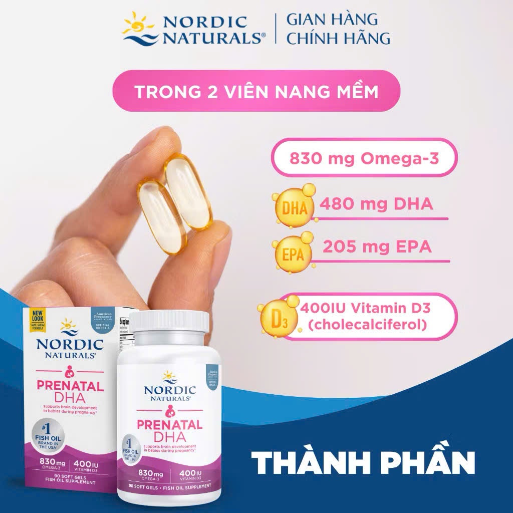 DHA bầu Triglyceride Nordic Naturals lọ 90v nang mềm,Hỗ trợ thai kì và thai nhi phát triển khỏe mạnh