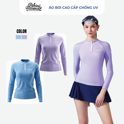 Áo bơi kín nữ tay dài có khoá chống UV đi du lịch - Bikini Passport - BS542_PP