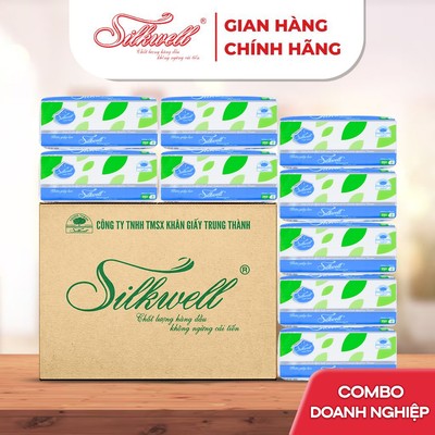 Thùng 18 gói Giấy ăn Silkwell 250 tờ 2 lớp, khăn giấy rút khổ lớn mềm mịn như lụa