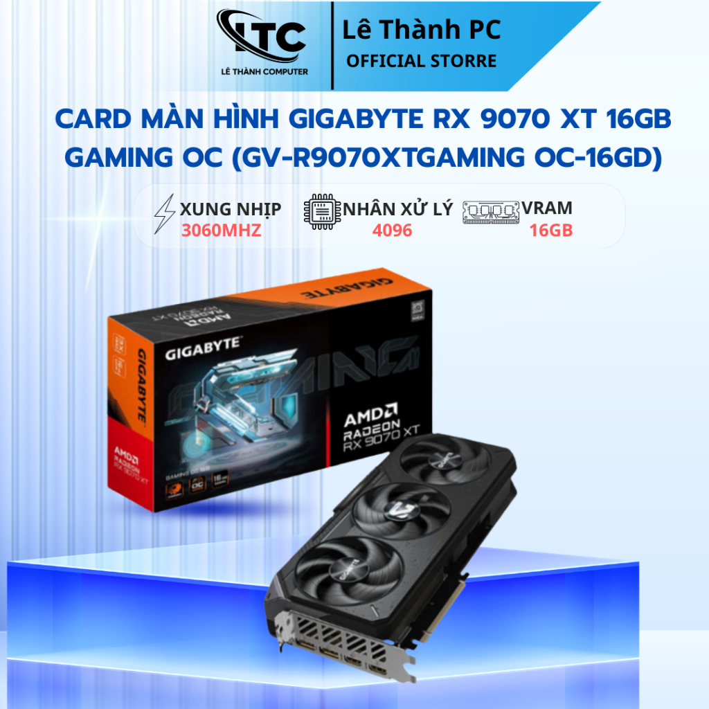 Card màn hình Gigabyte RX 9070 XT 16GB Gaming OC (GV-R9070XTGAMING OC-16GD) -BH36 THÁNG