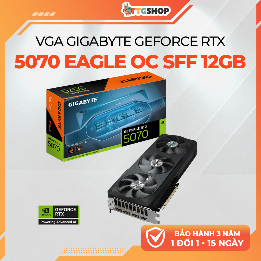 Card màn hình GIGABYTE GeForce RTX 5070 EAGLE OC SFF 12GB GDDR7 PCIe 5.0 DLSS 4 3 Fan Chính Hãng